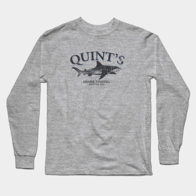 Quint's Shark Fishing - distressed Long Sleeve T-Shirt by spicytees